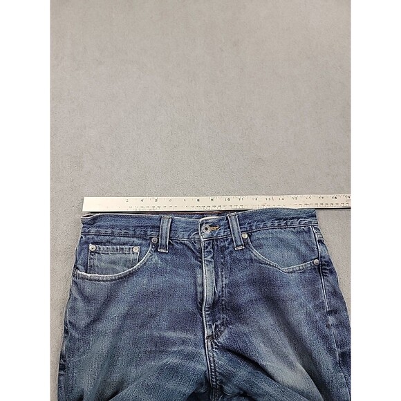 LL Bean Flannel Lined Jeans Mens 33 30x20 Straight Cotton Rise Distressed Work - Picture 10 of 16